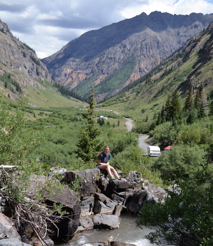 My daughter hanging out in Cunningham Gulth near Silverton CO in July of 2013. Photo: Joel Duff