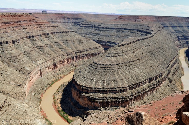 One "gooseneck" at Goosenecks of the San Juan Sate Park in Utah.  Mid-afternoon late July 2013