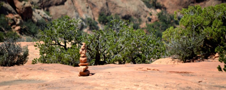 Trail marker on the way to Upheaval Dome in Canyonlands National Park.