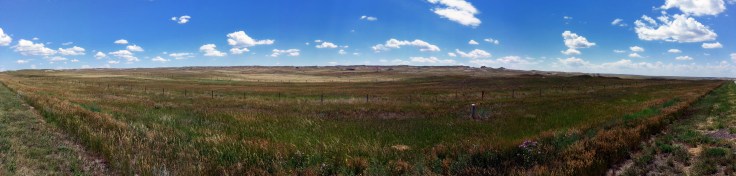 Panoramic shot taken with my phone camera just north of Cheyenne Wyoming. 