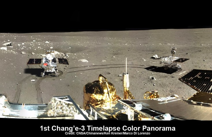 Panorama of moon taken by Chang'-e-3 Chinese lander.   Credit on image caption. 