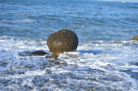 A large concretion takes on the waves. Image: Joel Duff Nov 2014