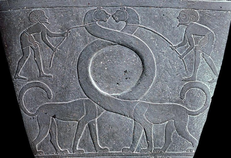 The Narmer Palette, also known as the Great Hierakonpolis Palette or the Palette of Narmer, is a significant Egyptian archeological find, dating from about the 31st century BC, containing some of the earliest hieroglyphic inscriptions ever found. Source: Wikipedia
