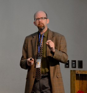 Speaking at a creation conference in Guatemala in 2015. 