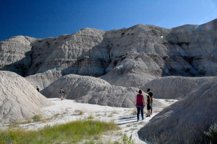 This is the area we spent hunting mammal fossils in Badlands National Park in South Dakota. the lower portion of the hills is the central fossil-bearing sediments. Small fragments of bone were very common in some areas. Photo: Joel Duff, June 2016