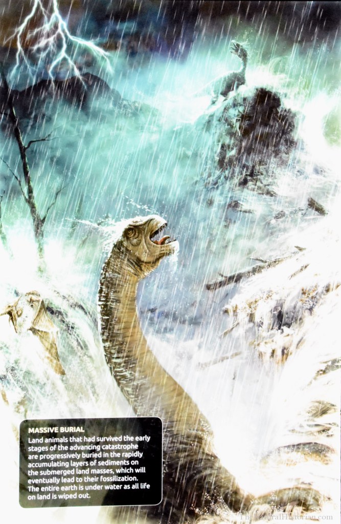 Here is the depiction of the early stages of the flood killing off various dinosaurs that weren't chosen to be on the Ark. Photo: Joel Duff, July 15, 2016