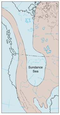 General area covered by the Sundance Sea in the Middle Jurassic. 